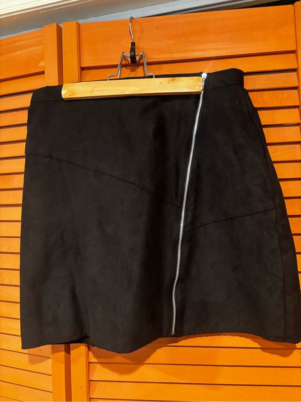 Black Mini Skirt with Exposed Zip